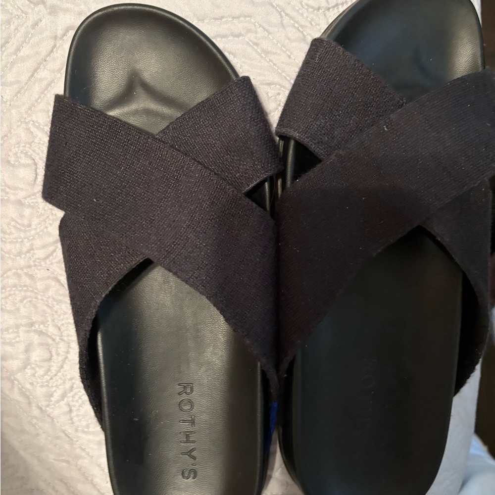Black Crisscross Slide Sandals, Rothy’s washable size 8.5